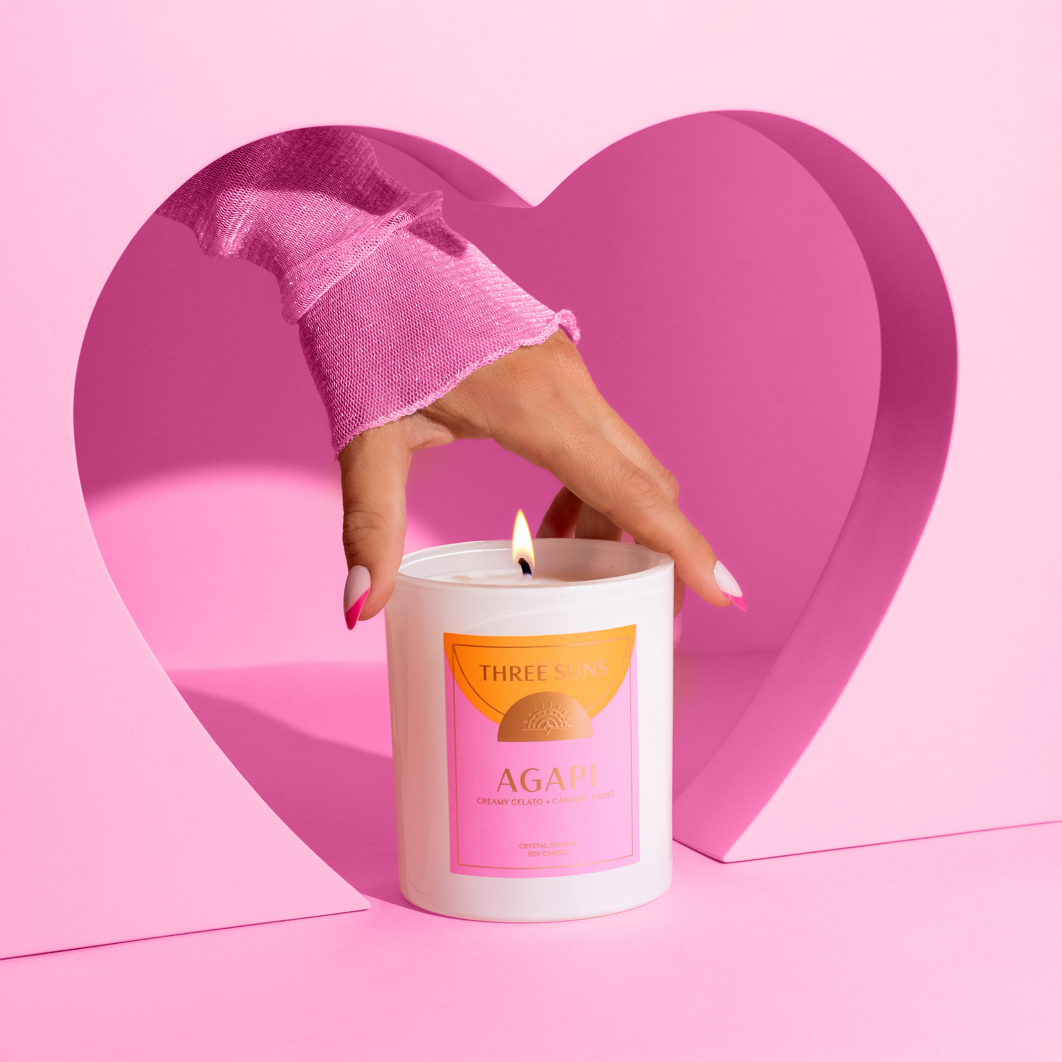 Agapi Love Candle - Rose Quartz Crystal | Vanilla Caramel Gelato