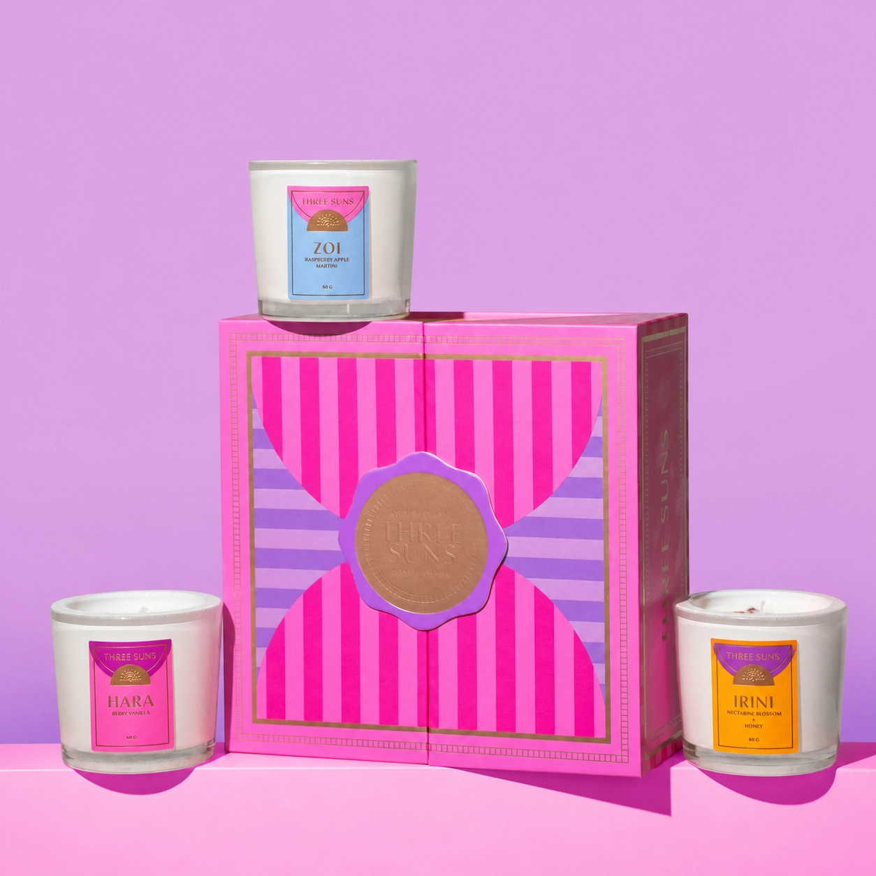 suns SINGAPORE アロマキャンドルセット Crystal Candle Trio Gift Set | 3 Candles | Best Candles AU – ThreeSuns