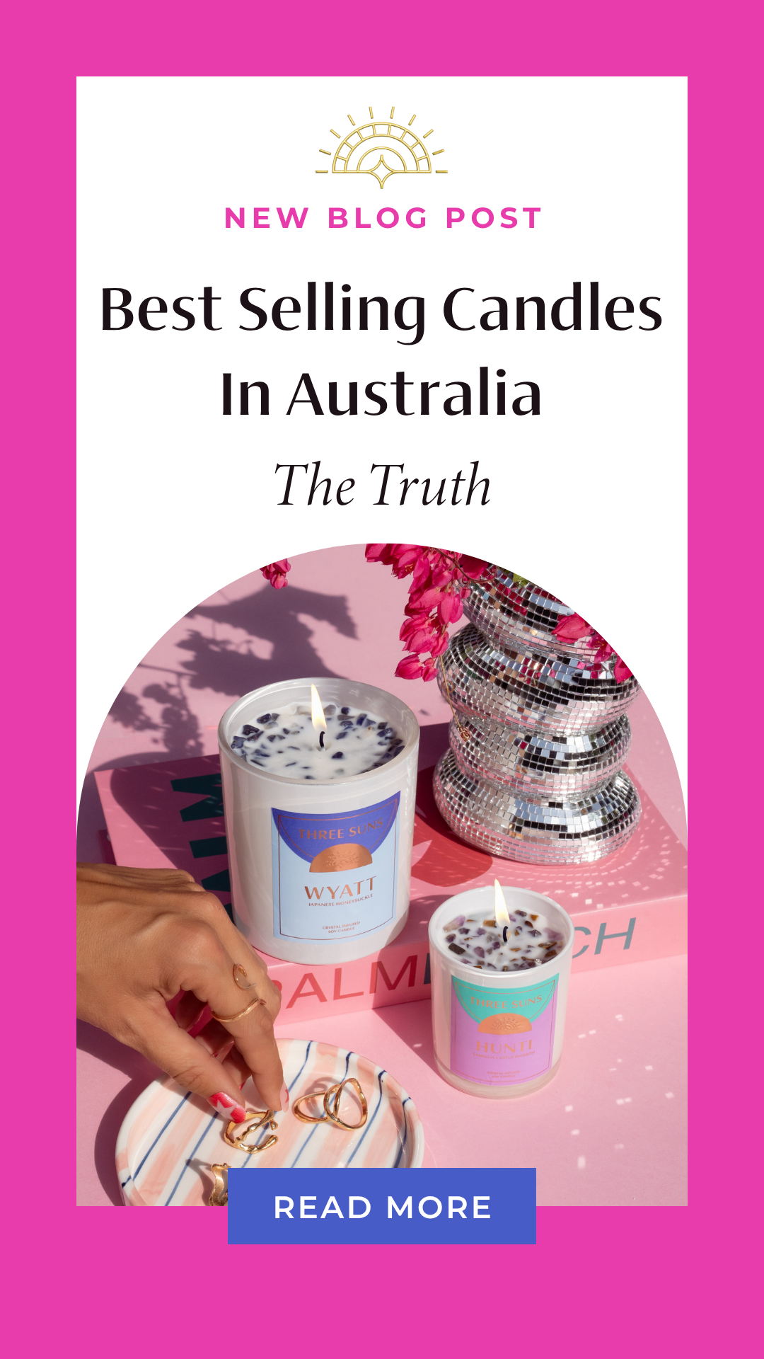 Best smelling crystal soy candles Australia, Three Suns hand poured candles Sydney