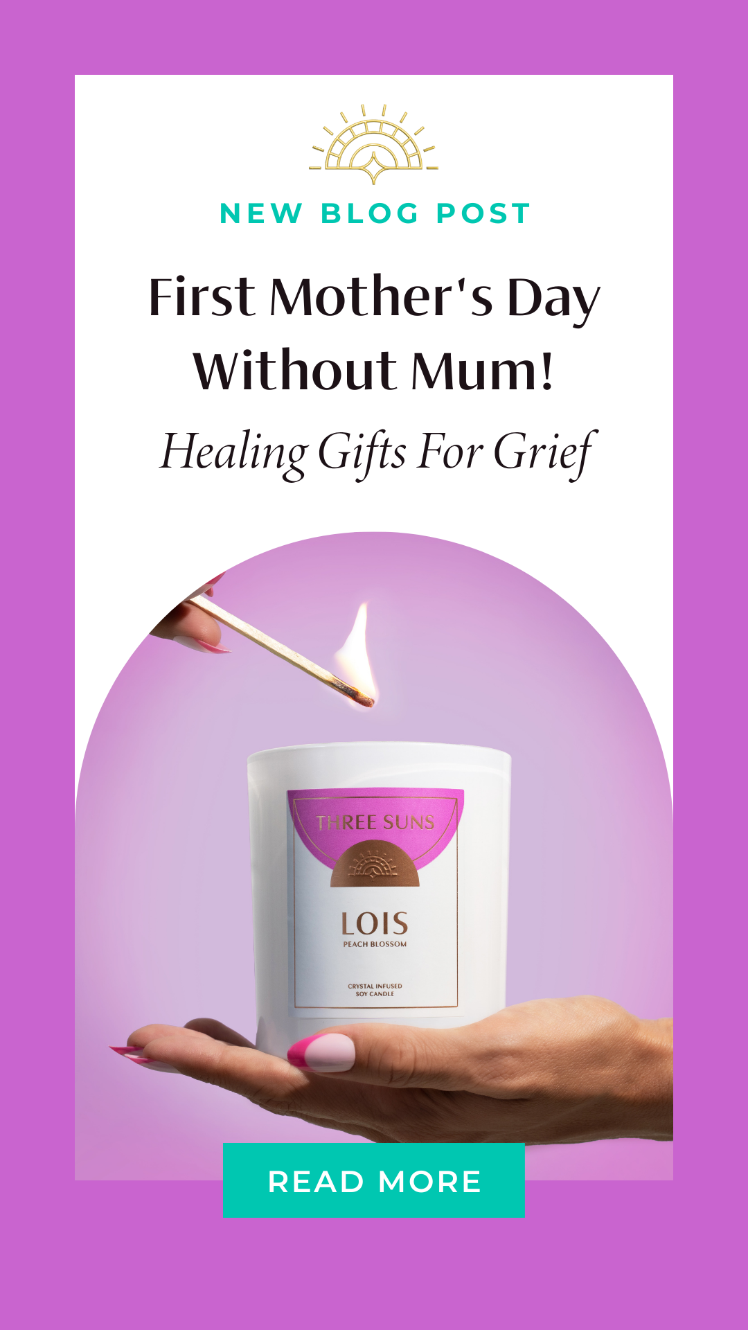 Lois Healing Candle with Black Tourmaline crystal for first Mother's Day without Mum grief support bereavement Australia