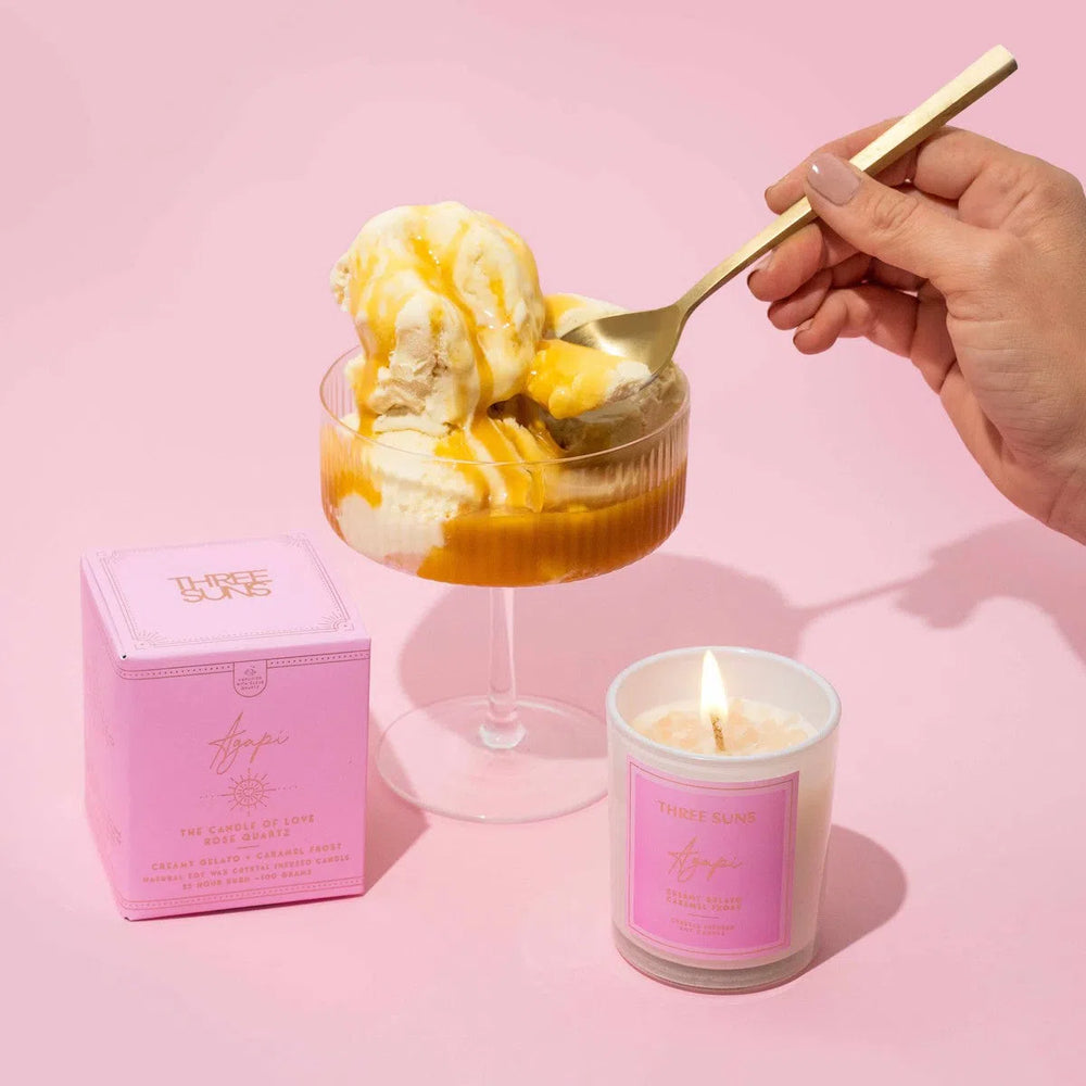 Agapi' | Mini Candle of Love | Creamy Vanilla Gelato & Caramel Frosting-Candle-ThreeSuns