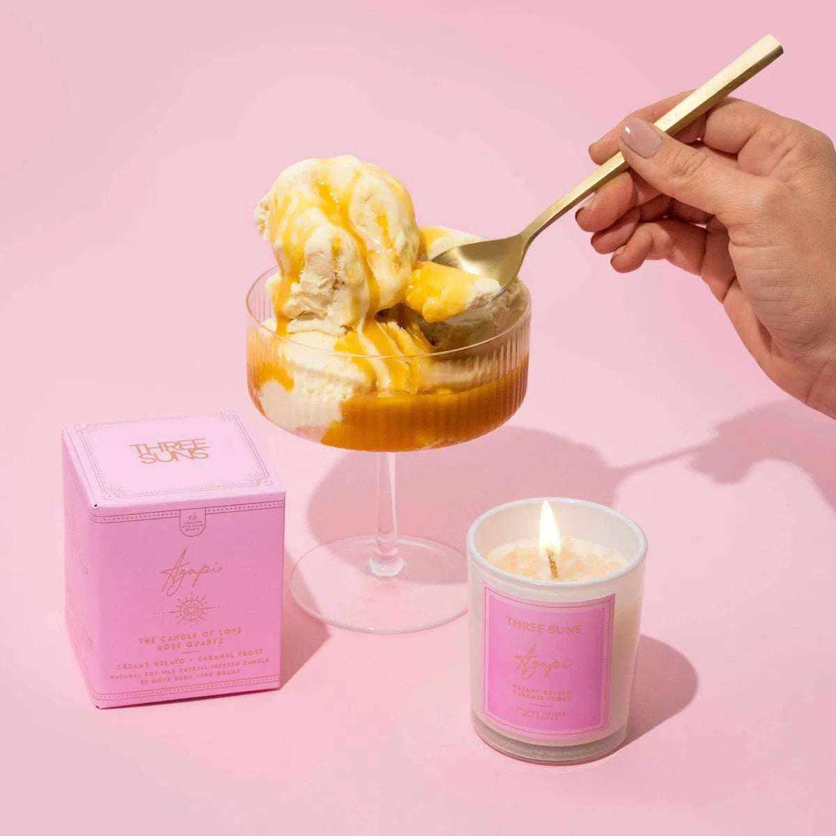 Agapi' | Mini Candle of Love | Creamy Vanilla Gelato & Caramel Frosting-Candle-ThreeSuns