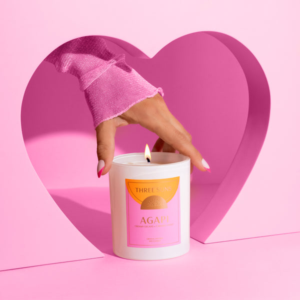 Agapi Love Candle - Rose Quartz Crystal | Vanilla Caramel Gelato