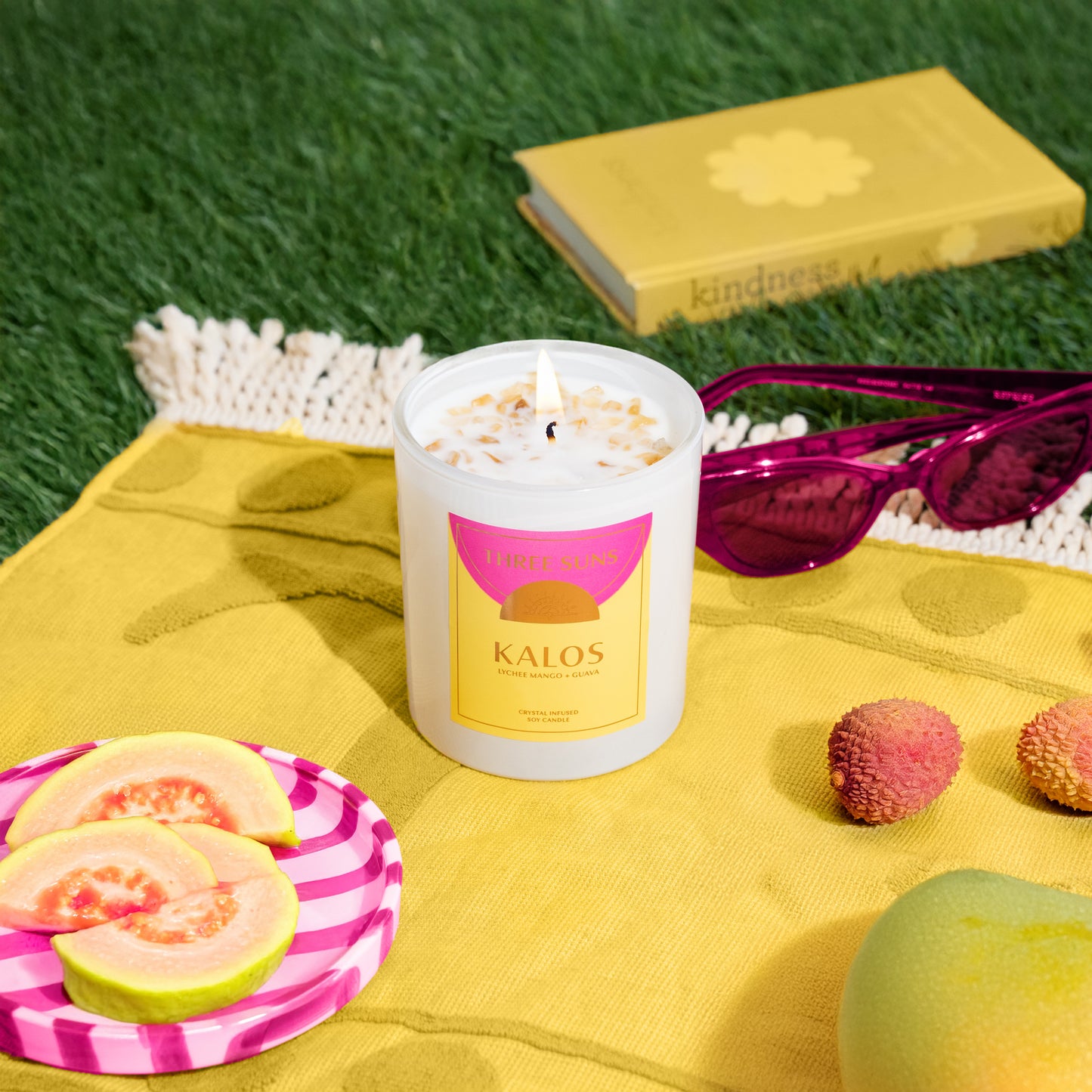 Large crystal candle made with soy wax, offering lasting fragrance and elegant design for home decor