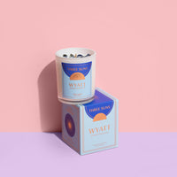 Wyatt Mini Crystal Infused Soy Candle with Sodalite crystals, sweet Japanese Honeysuckle scent, hand-poured in clear jar, luxury small candle Australia by Three Suns.