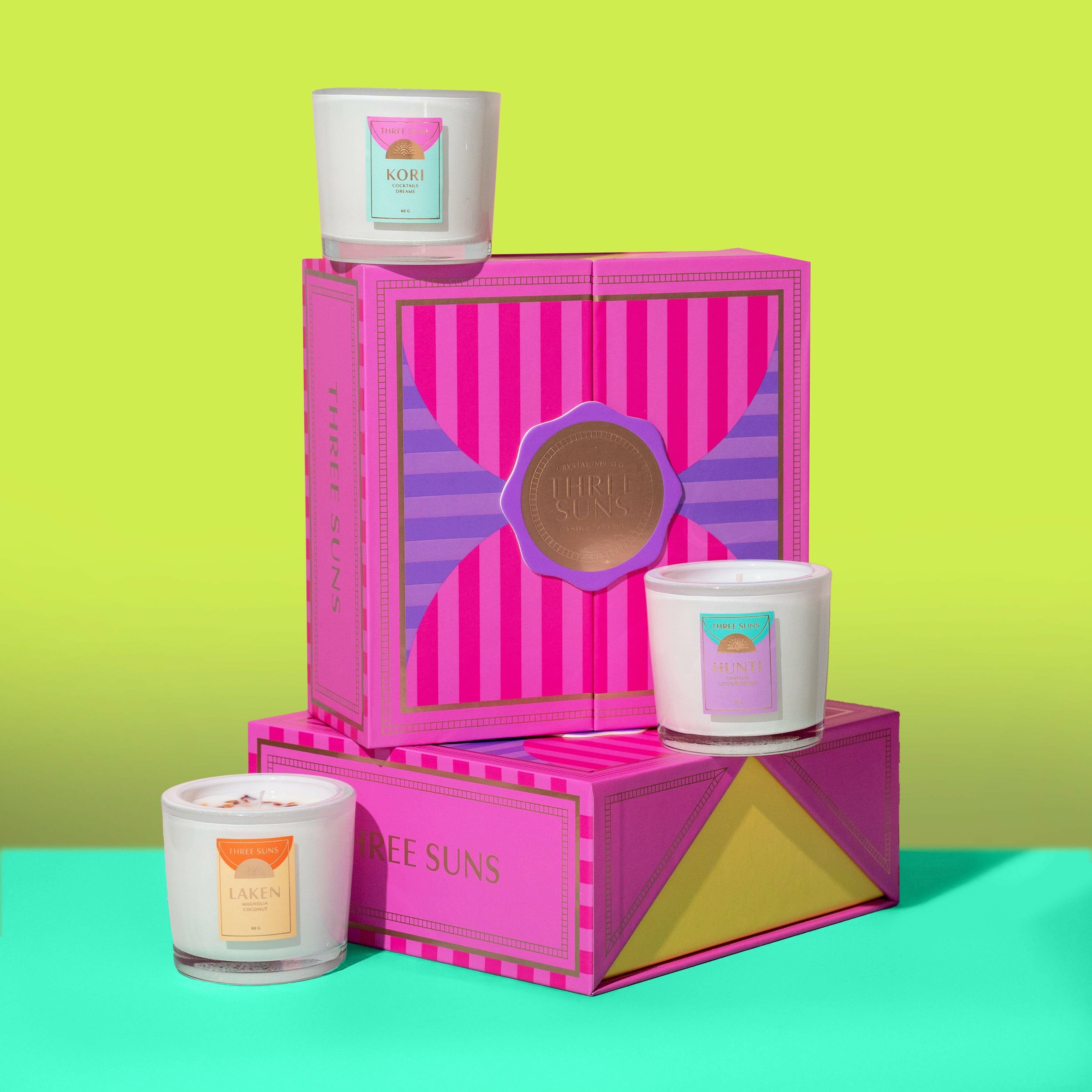 Ultimate Trio Gift Box - Candle Giftset Crystal Infused Gifts