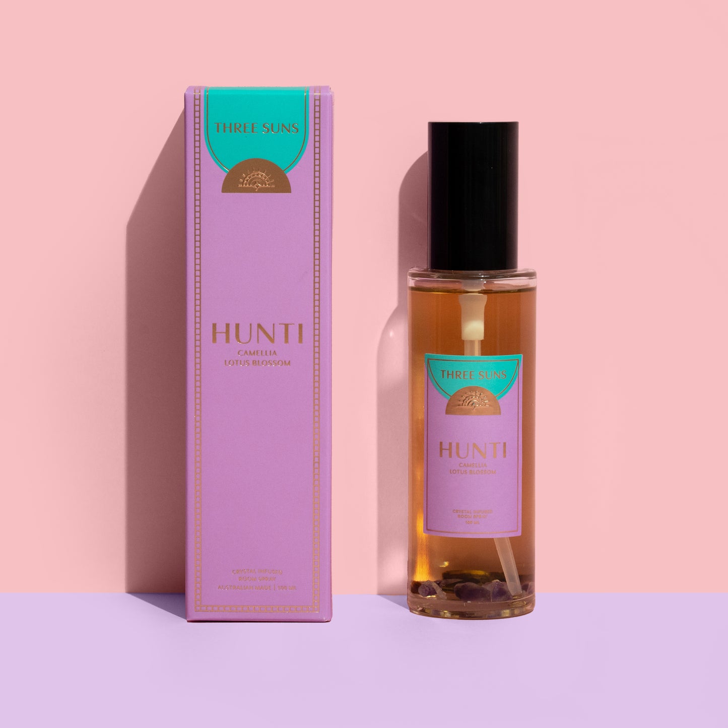 Hunti' | 100ml GLASS Crystal Room Spray Of Tranquility | Camellia + Lotus Blossom