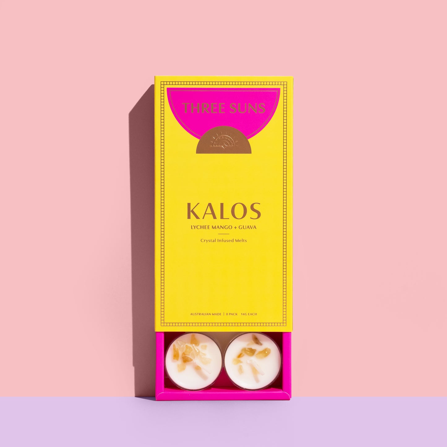 Kalos | Lychee Mango + Guava Soy Tea Light candle Box of 8