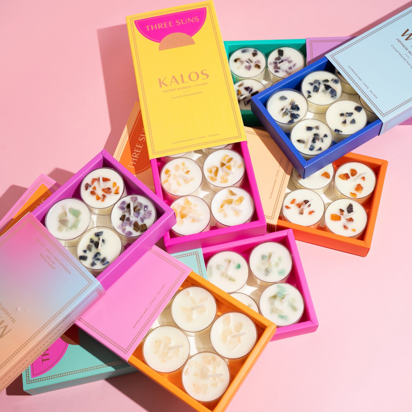 Agapi | Creamy Vanilla Gelato + Caramel Frost Soy Tea Light candle Box of 8