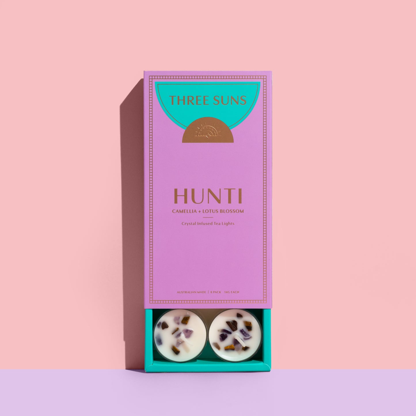 Hunti | Camellia + Lotus Blossom Soy Tea Light candle Box of 8