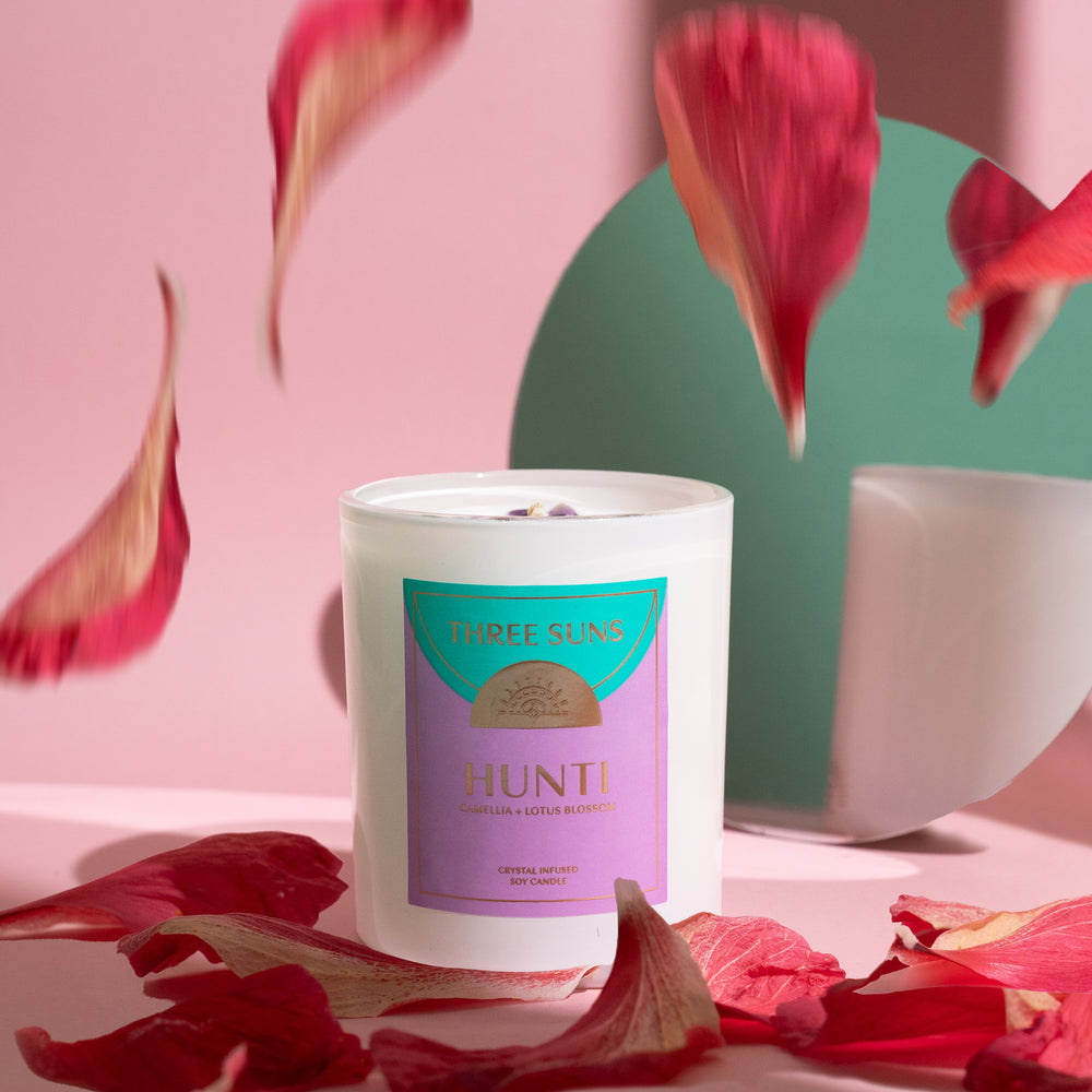 
                      
                        Hunti' | Candle of Tranquility | Camellia + Lotus Blossom
                      
                    