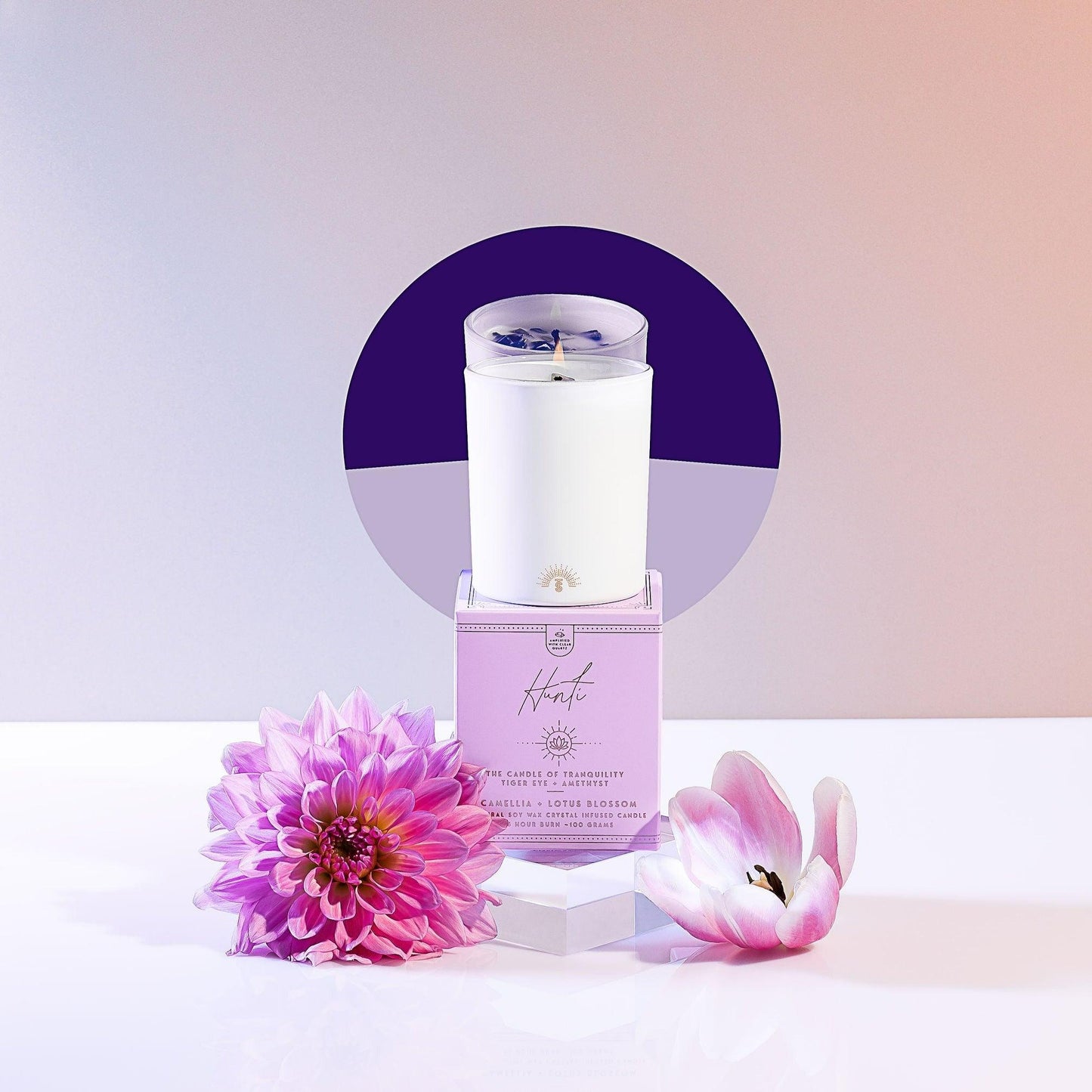 Hunti' | The Mini Candle of Tranquility | Camellia + Lotus Blossom - ThreeSuns