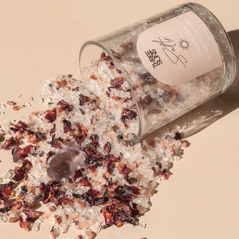 Bath Salts - Calming Mind | Lavender + Amethyst Crystal Infused Bath Salts - ThreeSuns